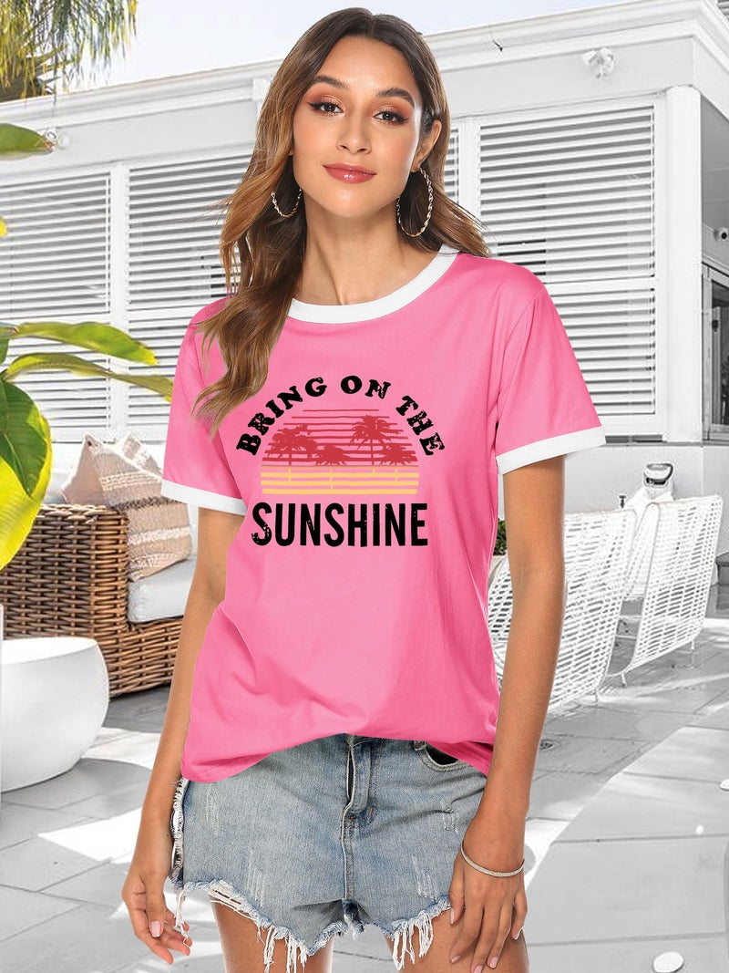 Nlife Bring On The Sunshine Graphic Short Sleeves Tees Blouses for Women Tops Sweaters for Women - Image 2